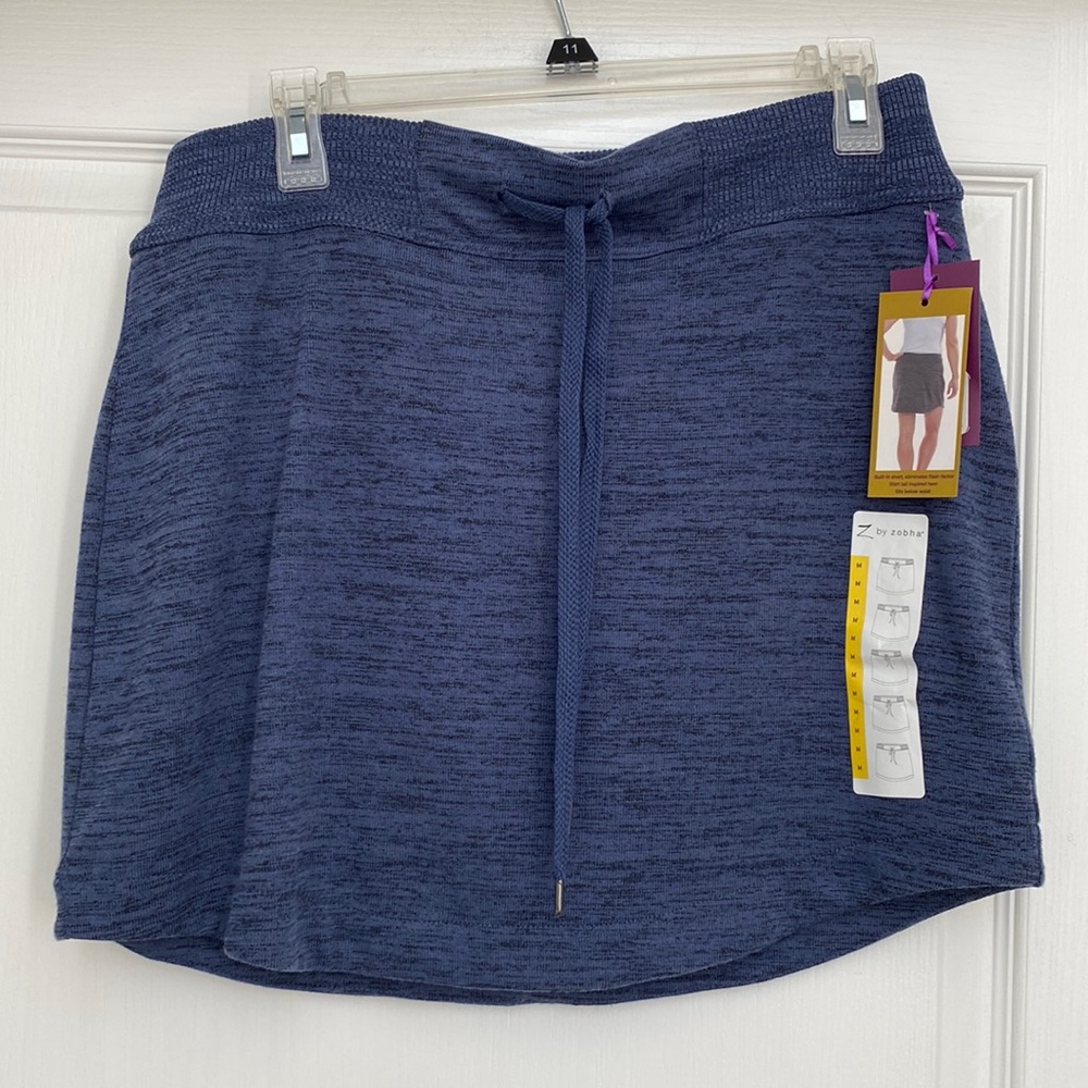 Z by Zobha Polyester Spandex Drawstring Shirt with built in Short. Blue M
